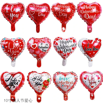 10-Inch Round Love-Shaped Aluminum Foil Balloon – English “Love” Design for Birthday, Valentine’s Day & Wedding Party Decorations