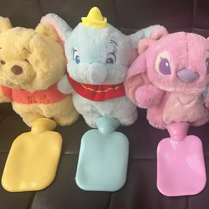 Disney Plush Hand Warmer Bottles - Stitch, Angel, Lotso, Pooh Bear, Dumbo Hot Water Hand Bag, Portable Warm Gift for Girls