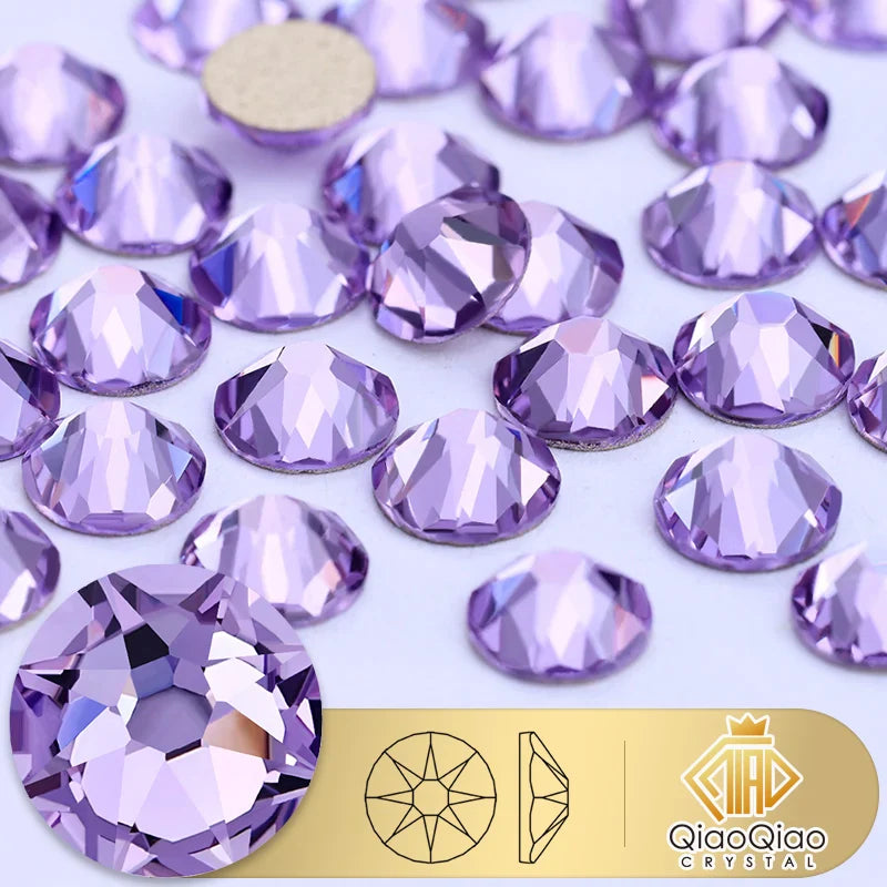 QIAO 2088 Crystal Nail Art Rhinestones — Flat Back Non-Hotfix Strass for DIY Nail Decorations (8 Big + 8 Small)
