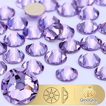QIAO 2088 Crystal Nail Art Rhinestones — Flat Back Non-Hotfix Strass for DIY Nail Decorations (8 Big + 8 Small)
