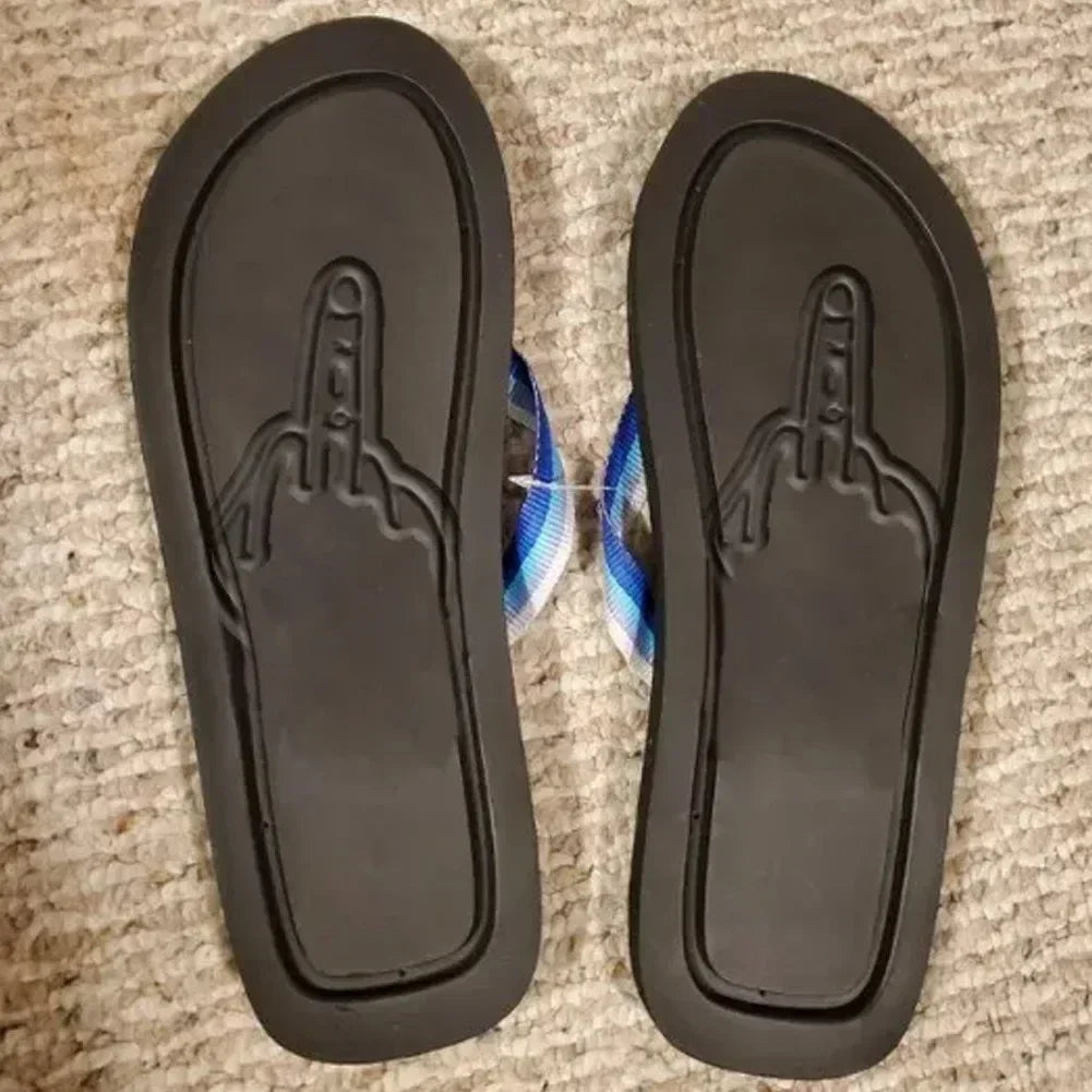 Middle Finger Figure Slippers - Funny Quick-Dry Non-Slip Summer Beach Flip Flops