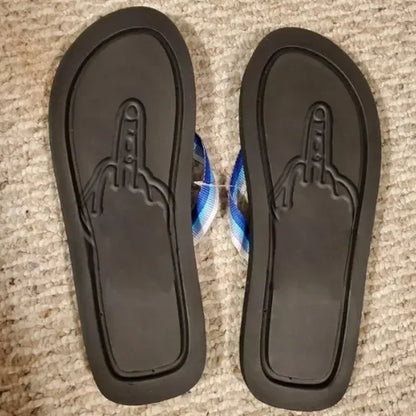 Middle Finger Figure Slippers - Funny Quick-Dry Non-Slip Summer Beach Flip Flops