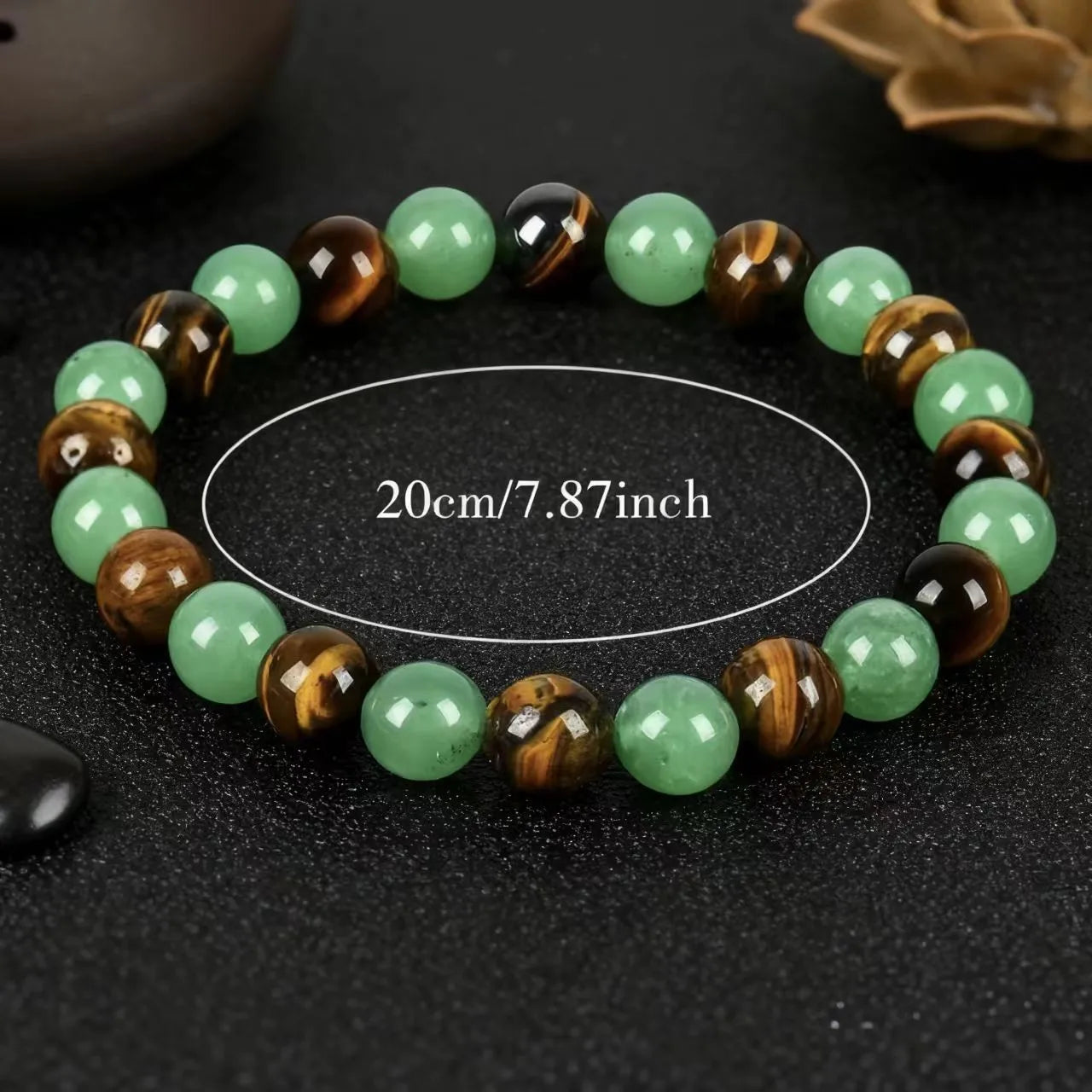 Natural Gemstone Wealth Bracelet – Tiger Eye & Aventurine Vintage Style Beaded Jewelry for Men & Women Gift