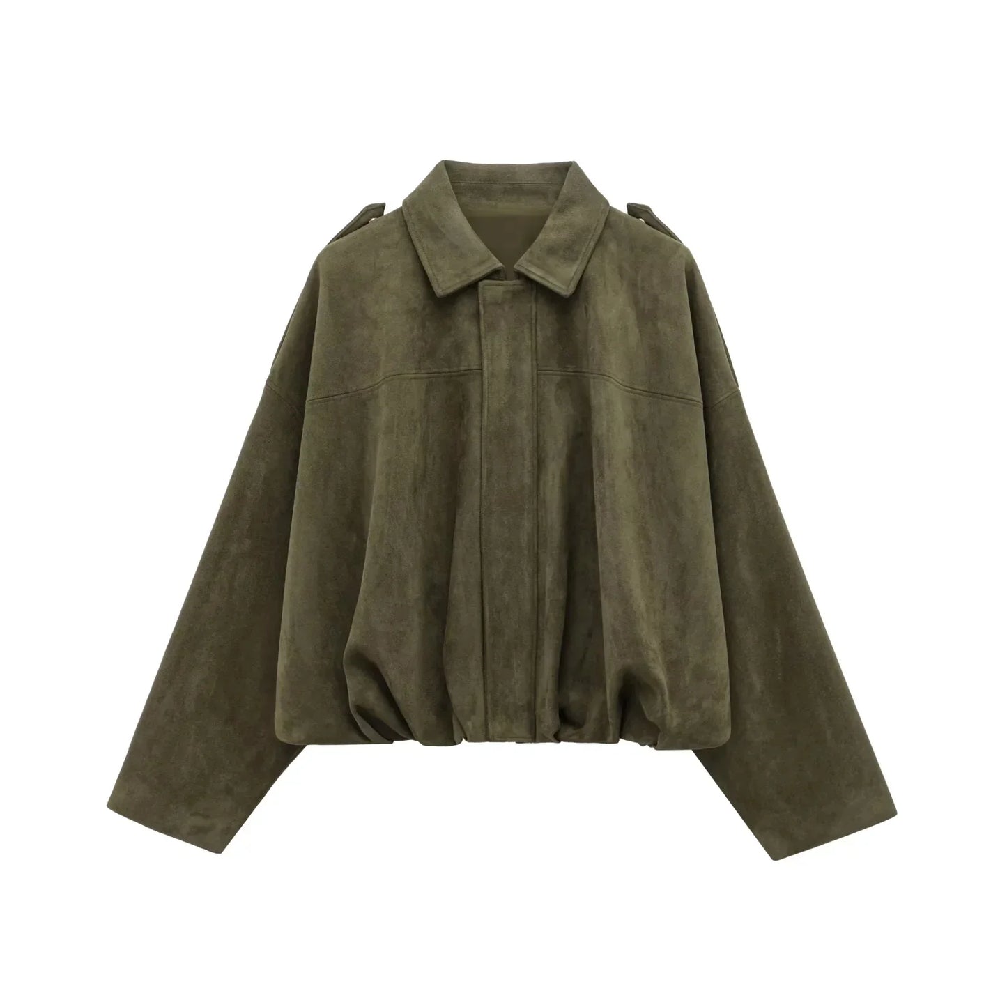 TRAFZA Women’s Casual Bomber Jacket — Oversized Lantern Sleeve Spring/Summer Coat, 2025 Streetwear Zipper Outerwear