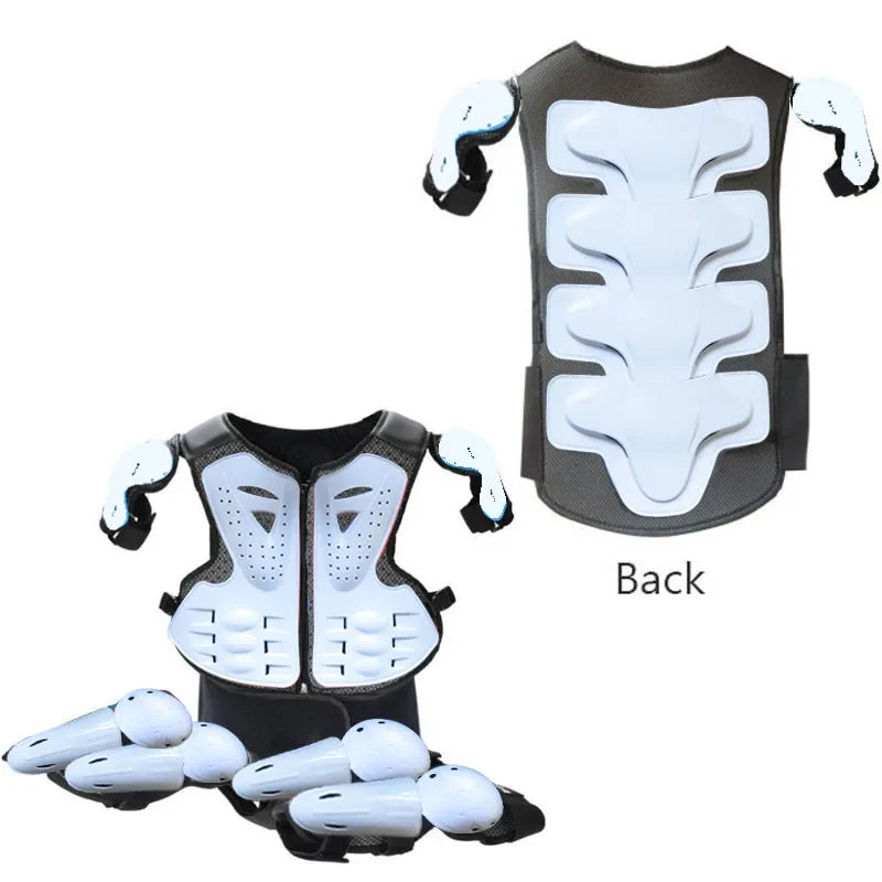 Kids Motocross Body Armor Vest – Chest, Spine & Knee Protection Gear for Boys & Girls (Height 0.85–1.7m)
