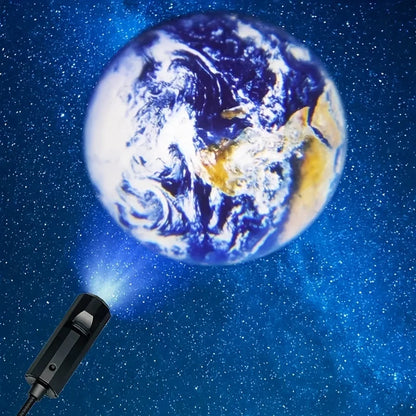 USB Moon & Earth Ceiling Projection Light - Galaxy Atmosphere Lamp for Bedroom Decor