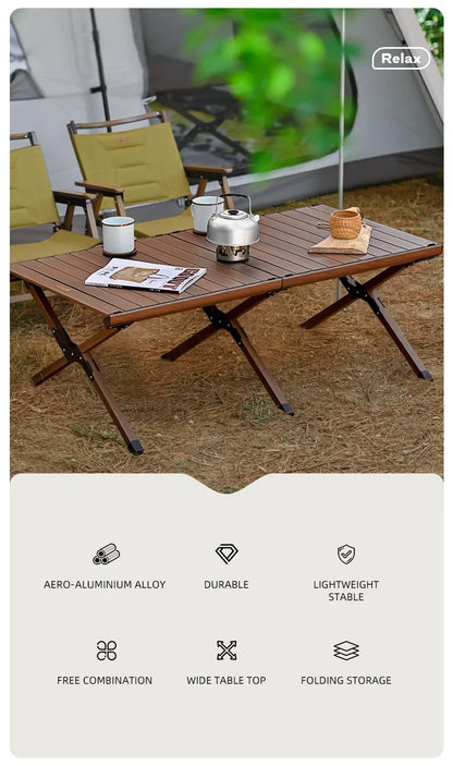 Hispeed Outdoor Camping Folding IGT Table – Multifunctional Wood Table with Gas Stove for BBQ, Picnic & Camp Grill