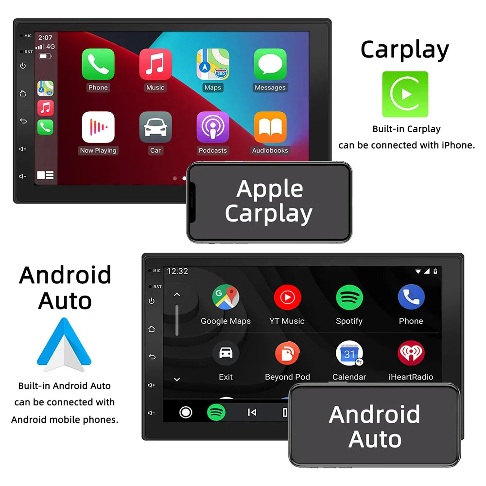 ESSGOO 2DIN Car Radio – Wireless CarPlay Android Auto GPS Navigator MP5 Player with 7"/9" Glass Touchscreen, Wi-Fi, FM & Bluetooth Car Stereo