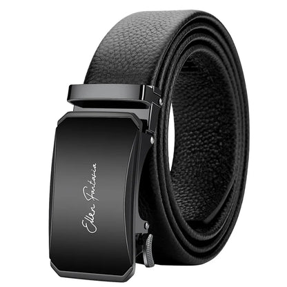 OYIFAN Men’s Genuine Leather Belt – Designer Alloy Buckle Automatic Ratchet Belt