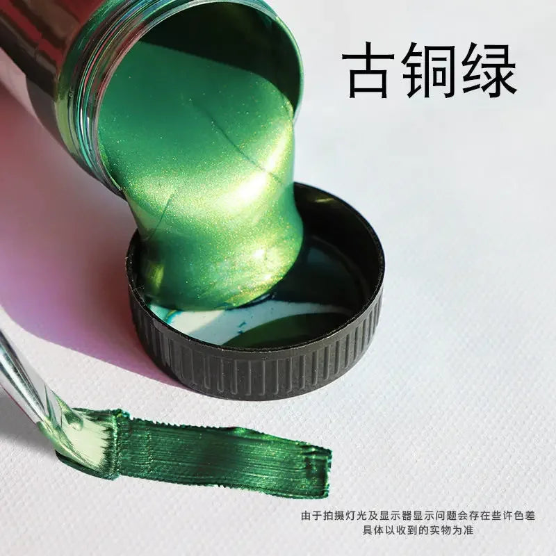 60/100ml Golden Acrylic Paint – Metal Pearlescent Waterproof Non-Fading Gypsum Glue for DIY Hand Painting
