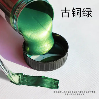60/100ml Golden Acrylic Paint – Metal Pearlescent Waterproof Non-Fading Gypsum Glue for DIY Hand Painting