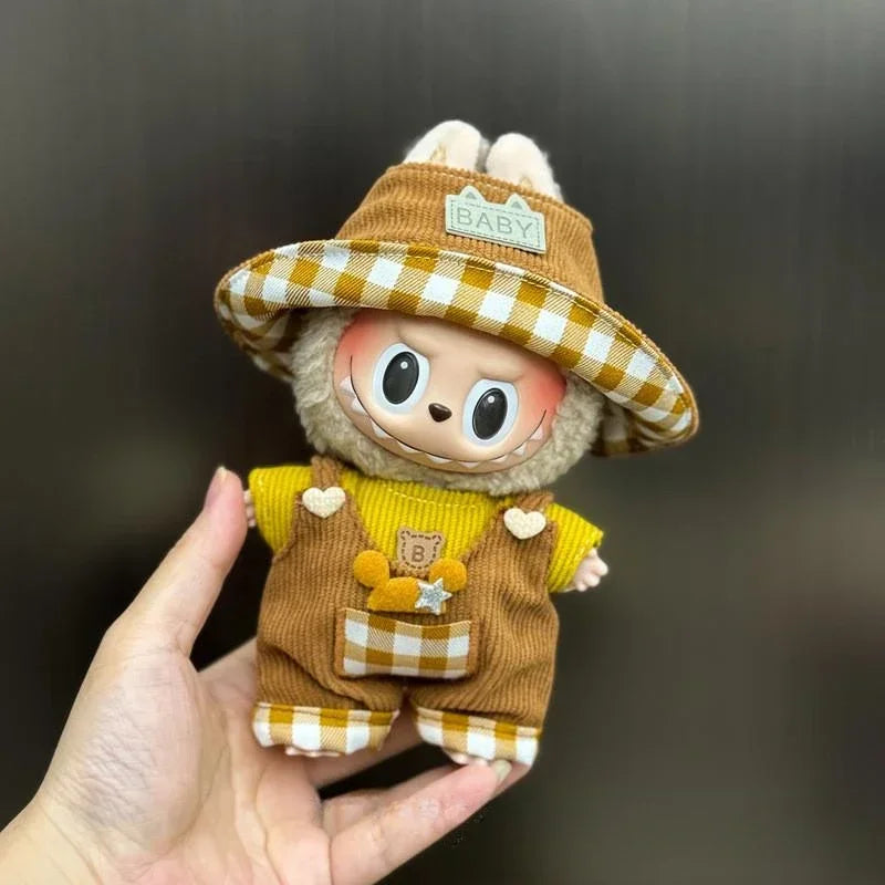 Mini Plush Doll Clothes Set – Kpop EXO Labubu Idol Overalls Outfit for 15-17cm Dolls, Clothing Gift