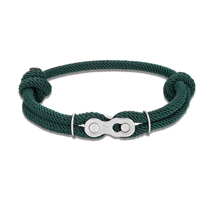 MKENDN Men’s Punk Bicycle Chain Rope Bracelet — Adjustable Nautical / Mountain Bike Magic Buckle