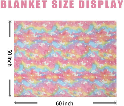 Luminous Unicorn & Dinosaur Plush Blanket – Glow-in-the-Dark Soft Flannel Throw for Boys & Girls, Christmas Gift