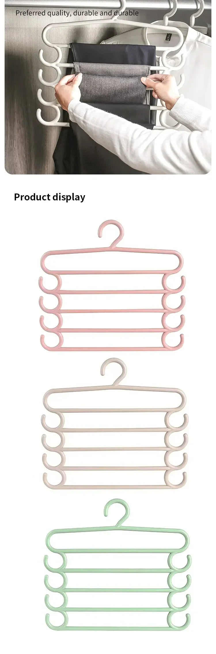 1/2/3pcs Multifunctional Pants Rack – Space-Saving 5-Layer Trousers Hanger for Closet & Clothes Storage