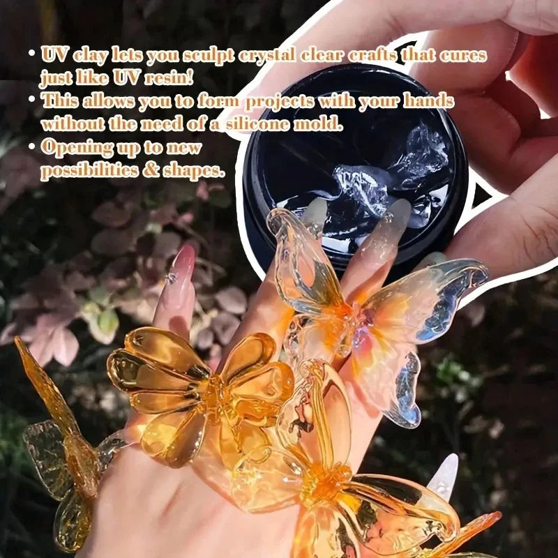3D Resin UV Clay 100g — Non-Toxic DIY Sculpting Material for Handcrafts & Silicone Molds, Clear