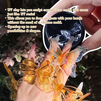 3D Resin UV Clay 100g — Non-Toxic DIY Sculpting Material for Handcrafts & Silicone Molds, Clear