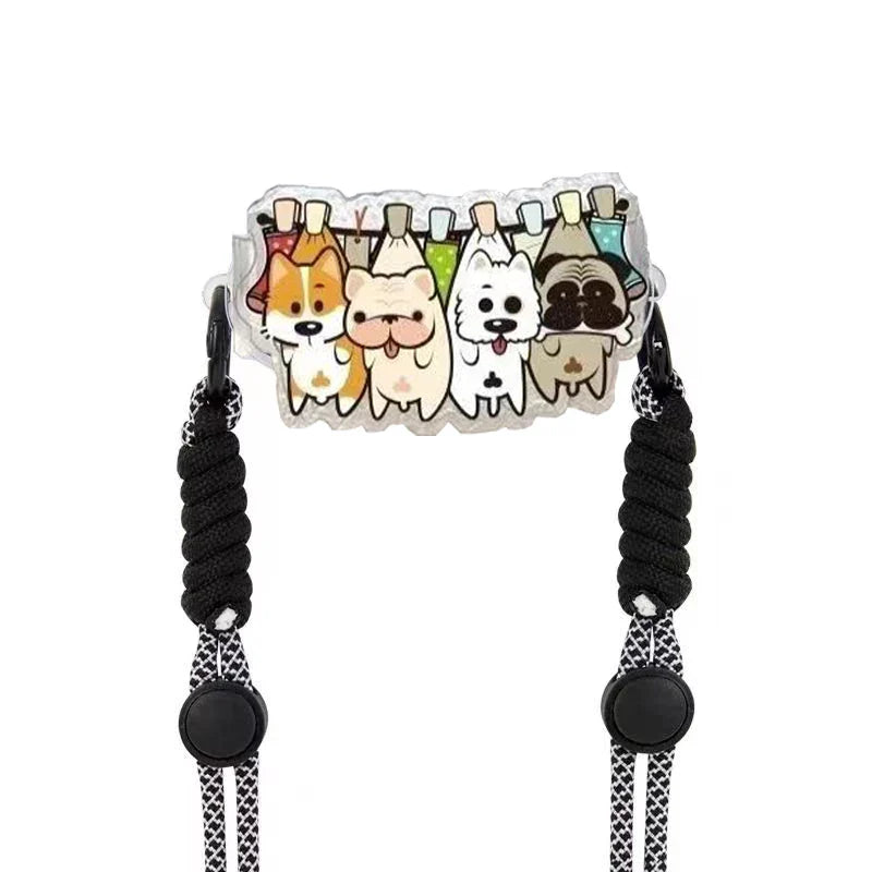 Cute Cartoon Cat & Dog Phone Lanyard – Adjustable Crossbody Shoulder Strap, Back Clip Hanging for Universal Mobile Phones