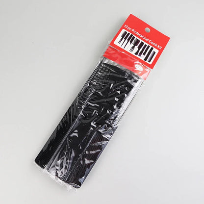 10pcs Black Hair Comb Set – 10 Different Designs, Multifunctional Anti-Static Hair Care Combs
