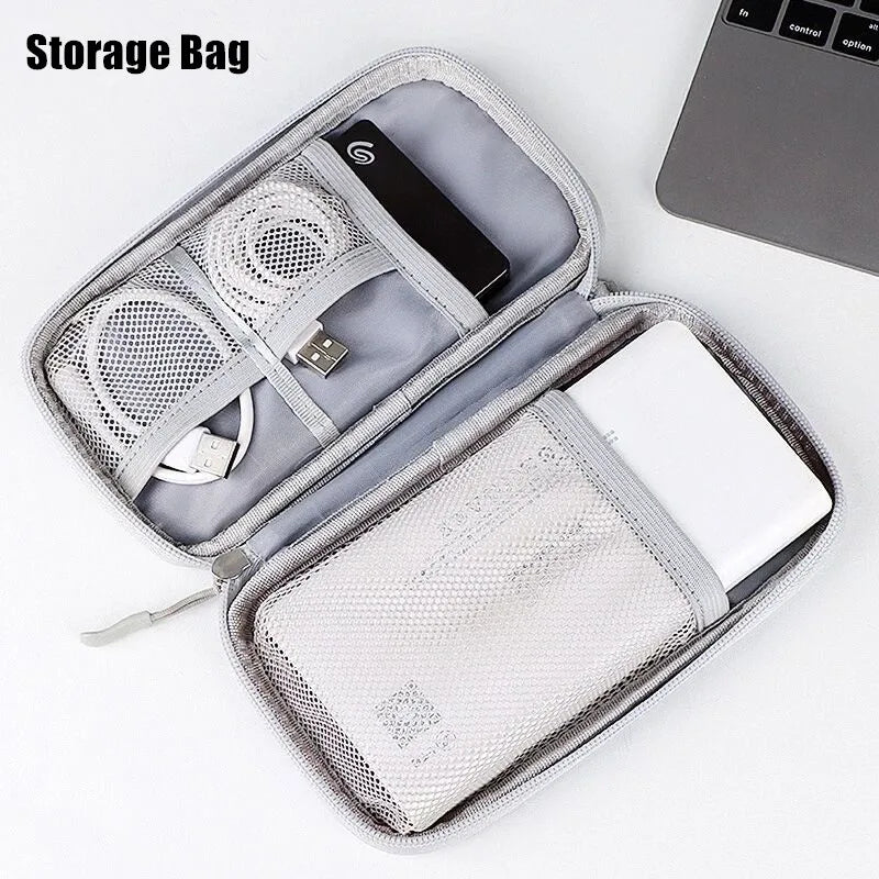 Portable Travel Cable Organizer Bag – Multifunctional Zipper Case for USB Gadgets, Chargers & Accessories