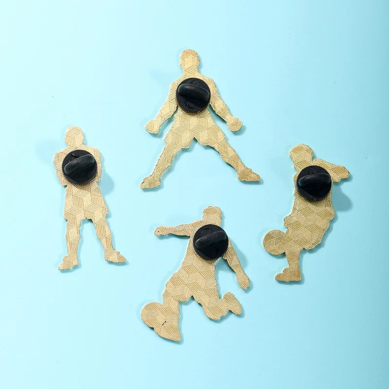 Football Enamel Pin Set - 1-4 Piece Soccer Star Athlete Lapel Badges for Backpacks & Fans