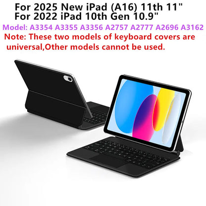 Magic Keyboard Case for iPad — Smart Magnetic Folio for iPad 11th & 10th Gen 11" (2025 A16, A3354/A3355/A3356/A2696)