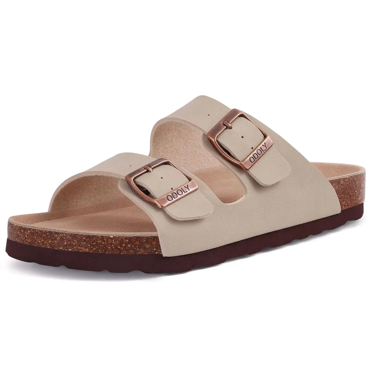 Comwarm Men's Cork Footbed Slide Sandals - Arch Support, Adjustable Buckle & Leather Summer Casual Slides