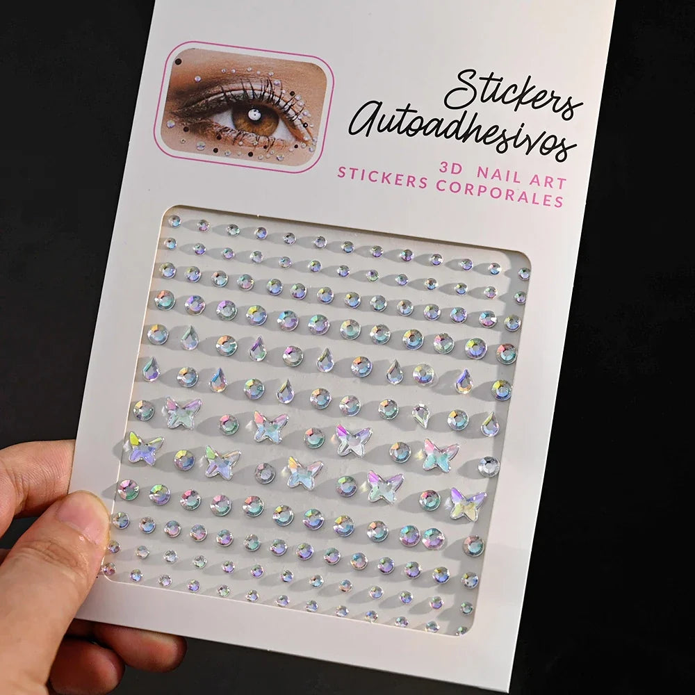 5D Face Diamond Gem Stickers - Colorful Rhinestone Body Makeup Tattoo for Festival, Nail Art & DIY Bling Style
