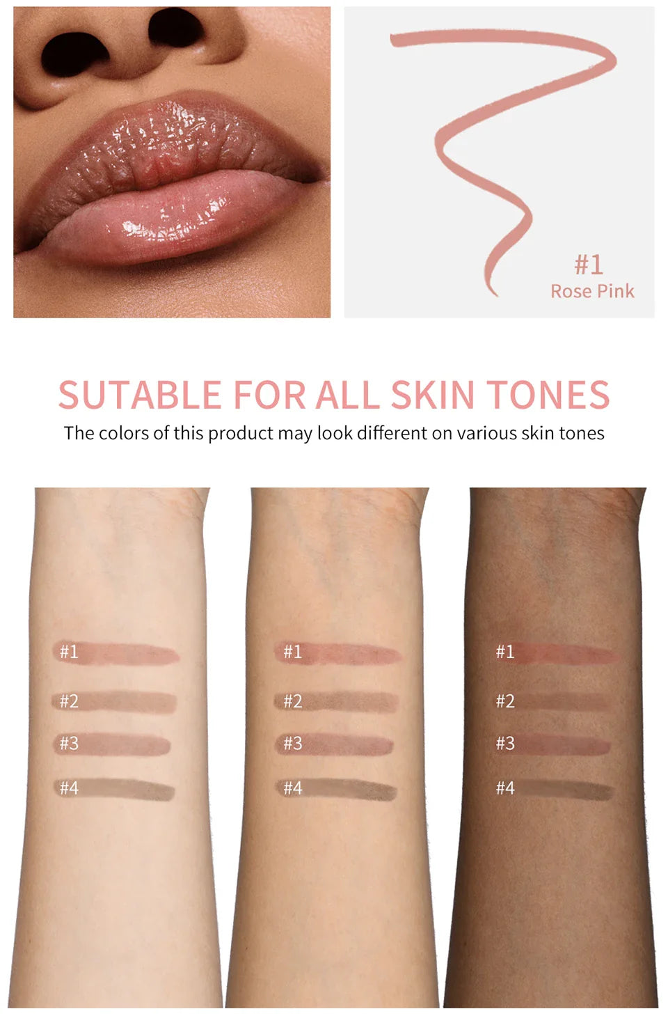 Waterproof Peel-Off Lip Liner & Tattoo Lip Gloss – Long-Lasting Matte Lip Tint & Brown Contour Lip Stain