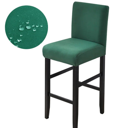 Waterproof Bar Stool Covers - Stretch Short Back Chair Protector Covers for Kitchen Dining Room Cafe Counter Height Seats