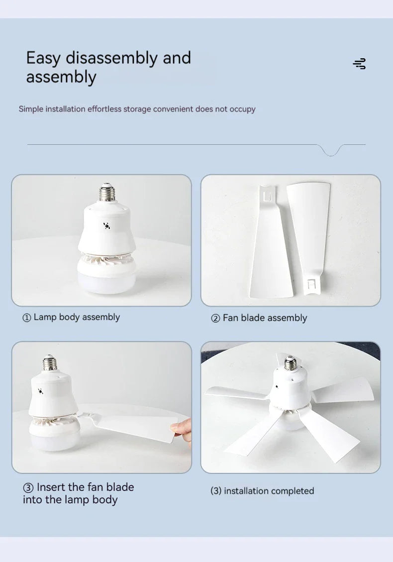30W E27 Ceiling Fan Light with Remote - LED Dimming Function, Intelligent Silent Fan for Bedroom & Living Room