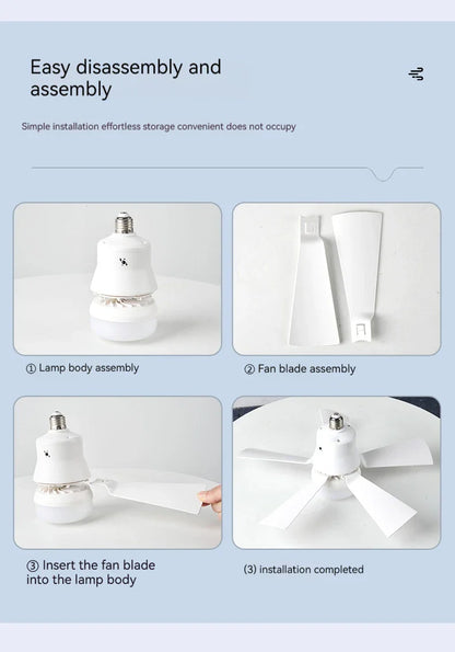 30W E27 Ceiling Fan Light with Remote - LED Dimming Function, Intelligent Silent Fan for Bedroom & Living Room
