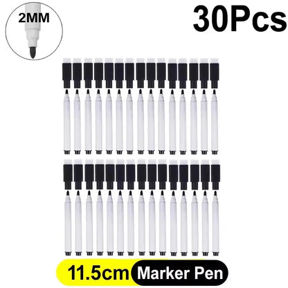 Magnetic Dry Erase Markers with Eraser Caps - Black Whiteboard Pens for School, Home and Office