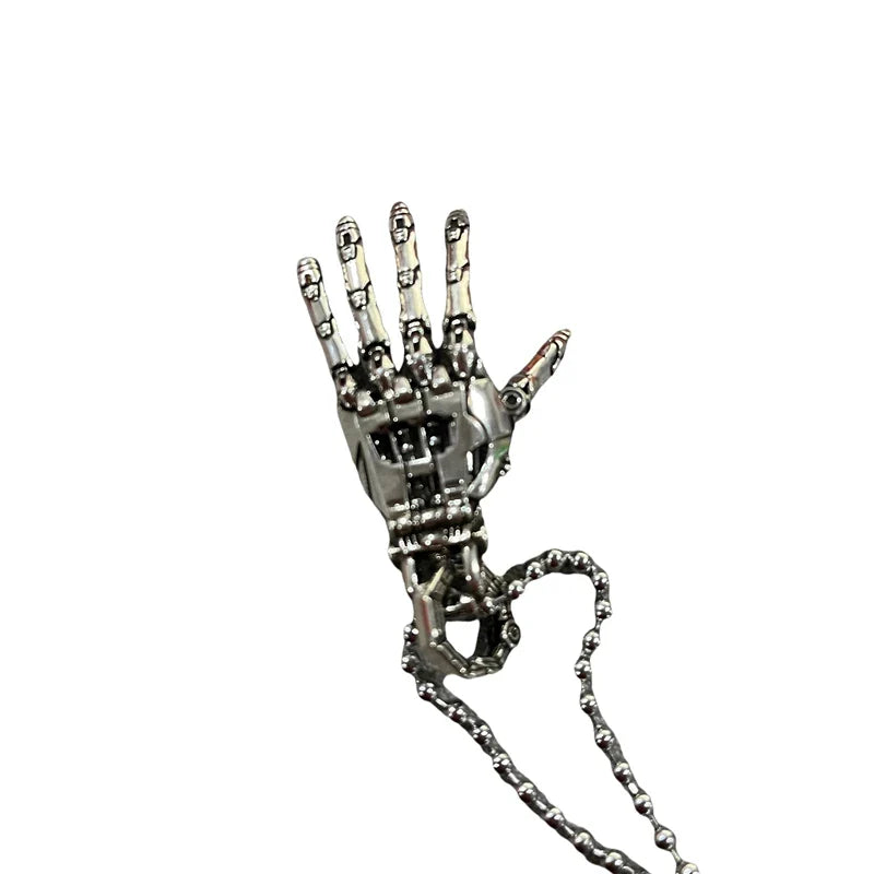 5cm Robot Hand Pendant – Mechanical Bionic Collectible with Movable Finger Joints, Chain Charm Display Ornament & Gift