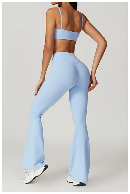 Women’s 2PCS Sportswear Yoga Set – Short Sleeve Crop Top & High Waist Leggings for Gym & Fitness