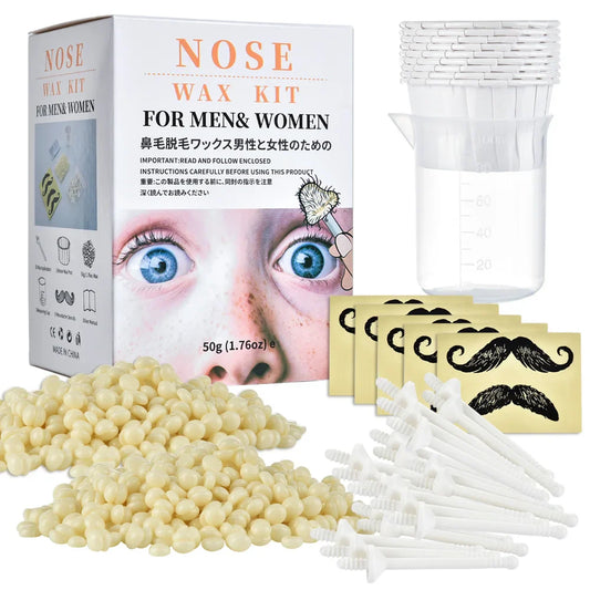 Portable Nose Wax Kit for Men & Women - Painless Nose Hair Removal with Paper-Free Wax Beans & Nose Clipper
