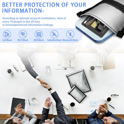 Fireproof & Waterproof Faraday Bag – Anti-Hacking Signal Blocking Pouch for Phones, Key Fobs, Notebooks & Computers