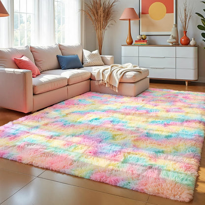 VIKAMA Minimalist Fluffy Area Rug – Non-Slip Living Room Carpet, Soft Kids Room & Bathroom Home Decor Mat