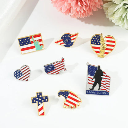 USA Flag Lapel Pin – Cute Coat of Arms & American Map Brooch, National Emblem Button Badge