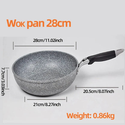 Durable Stone Frying Pan – 20/24/26/28cm Non-Stick Skillet for Pancakes, Eggs & Induction Cooking