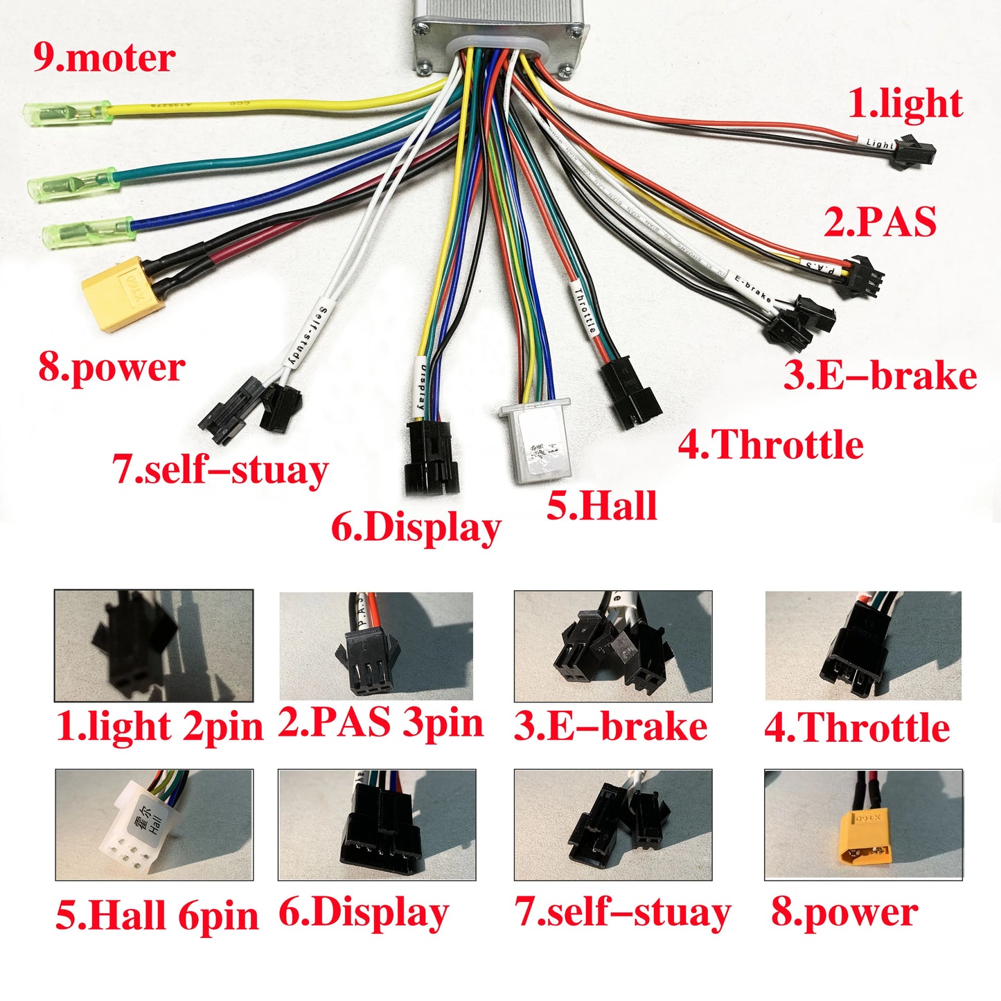Brushless Motor Controller Kit - 24V/36V/48V 350W-500W E-Bike Sine Wave Controller with S810 LCD Display