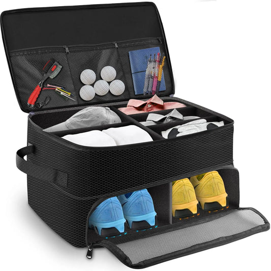 2-Layer Golf Trunk Organizer – Waterproof Durable Car Storage Bag for Golf Accessories