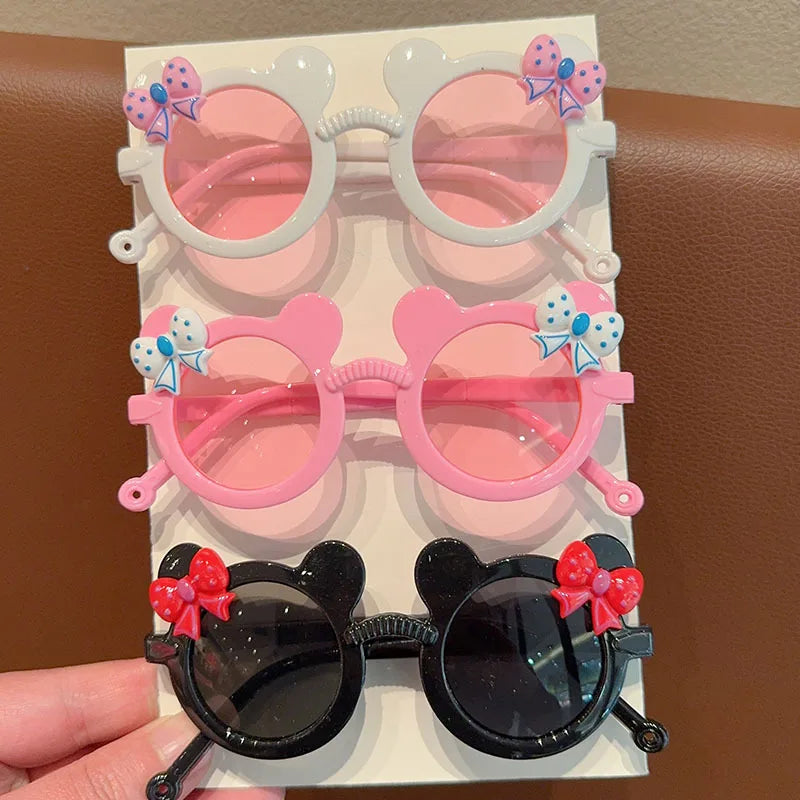 Kids' Bear Bowknot Glasses - Cute Fashion Eyewear for Boys & Girls, 2/3-Piece Set