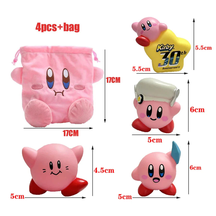 Star Kirby Action Figures — Cute PVC Toys with Cartoon Drawstring Storage Bag, Pocket-Sized Action Figures