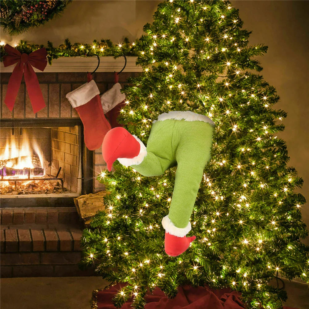 Christmas Elf Leg Plush Toy – Santa Claus Green Tree Decoration Prop for Kids, Holiday Home Decor