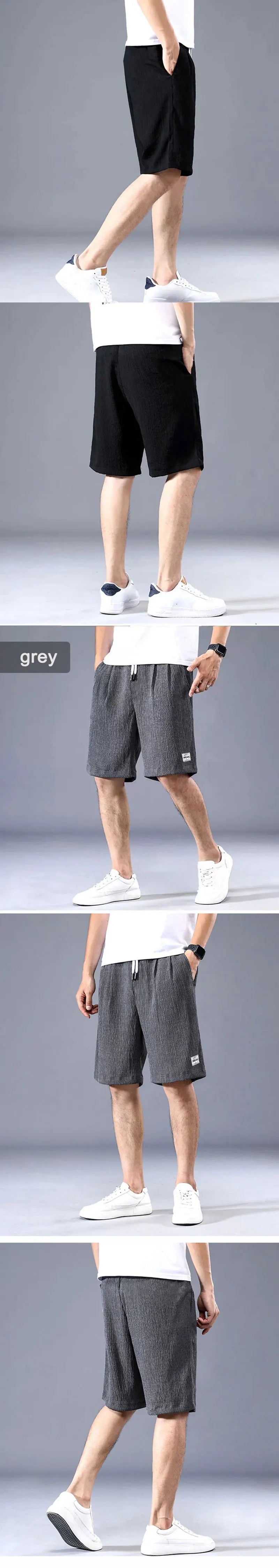 Men’s Ice Silk Sports Shorts – Loose, Breathable Cropped Pants for Casual Wear (XL-XXXL)