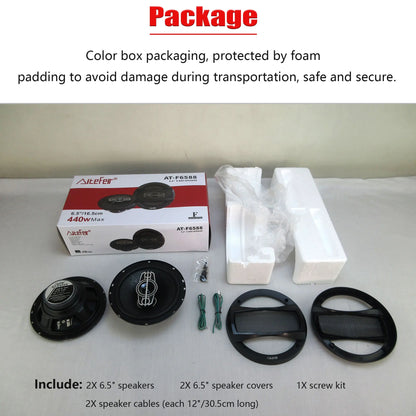 6.5 Inch 880W 4-Way Universal Car Coaxial Speakers - Full Range HiFi Stereo with Non-Destructive Installation