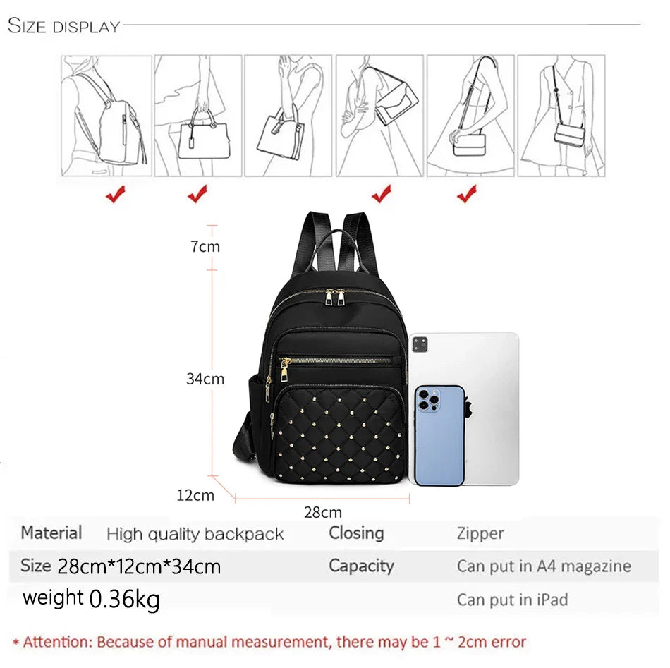 Luxury Designer Women's Oxford Rucksack - High-Quality Small Schoolbag, Youth Student Leisure Backpack, Travel Shoulder Bag