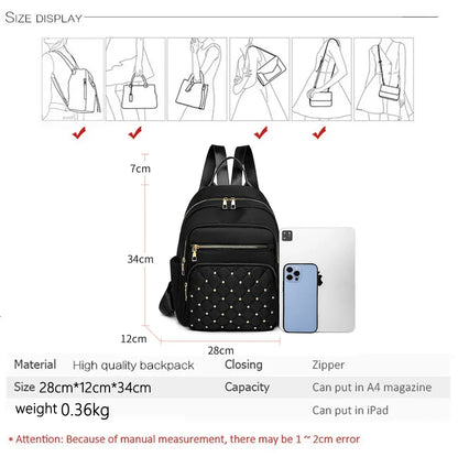 Luxury Designer Women's Oxford Rucksack - High-Quality Small Schoolbag, Youth Student Leisure Backpack, Travel Shoulder Bag