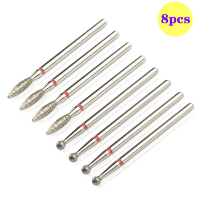 8pcs Diamond Nail Drill Bit Set - Rotary Electric Milling Cutters for Pedicure, Manicure, Cuticle Burr & Nail Tools Accessories